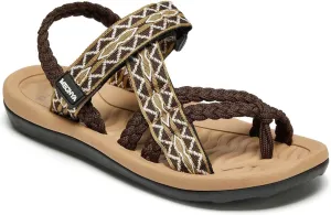 MEGNYA Comfortable Womens Hiking Sandals, Flip Flop Walking Sandals with Arch Support, Athletic Sandals with Hook and Loop Straps for Beach Vacation Adventure