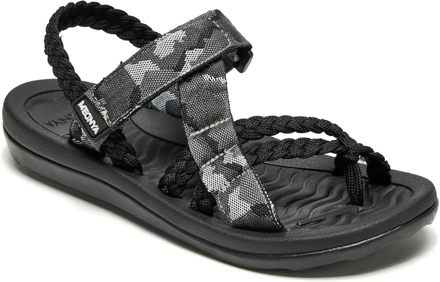 MEGNYA Comfortable Womens Hiking Sandals, Flip Flop Walking Sandals with Arch Support, Athletic Sandals with Hook and Loop Straps for Beach Vacation Adventure