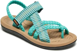 MEGNYA Comfortable Womens Hiking Sandals, Flip Flop Walking Sandals with Arch Support, Athletic Sandals with Hook and Loop Straps for Beach Vacation Adventure