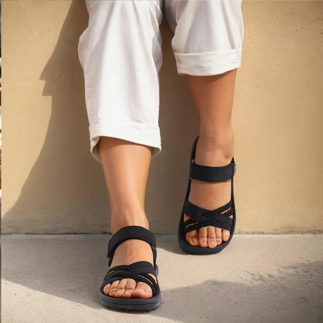 MEGNYA Hiking Sandals for Womens, Arch Support Comfortable Walking Sandals Hook Loop Strap, Casual Sports Summer Waterproof Lightweight Slides
