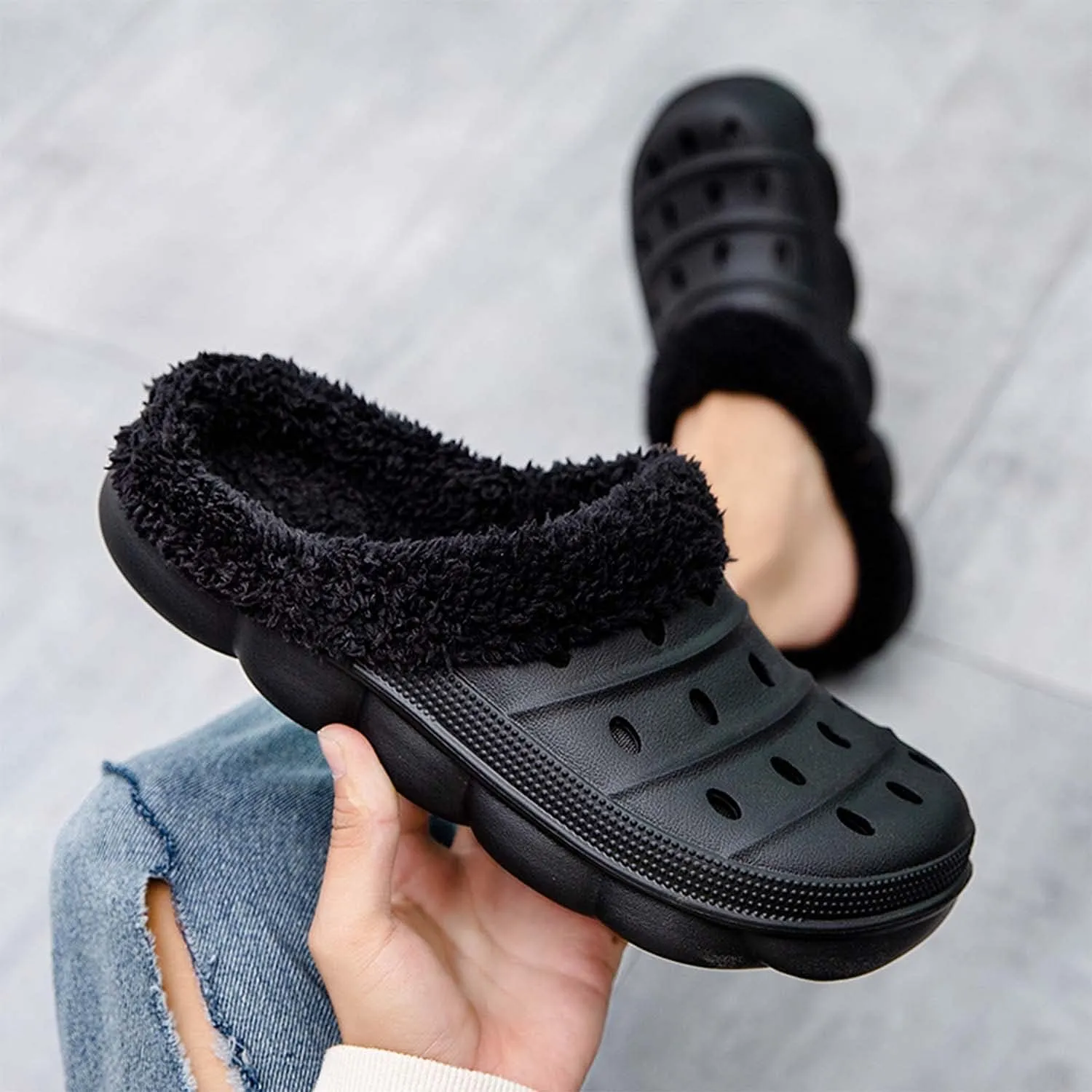Meidiastra Women’s Mens Fur Lined Clogs Slipper Lightweight Waterproof House Slippers