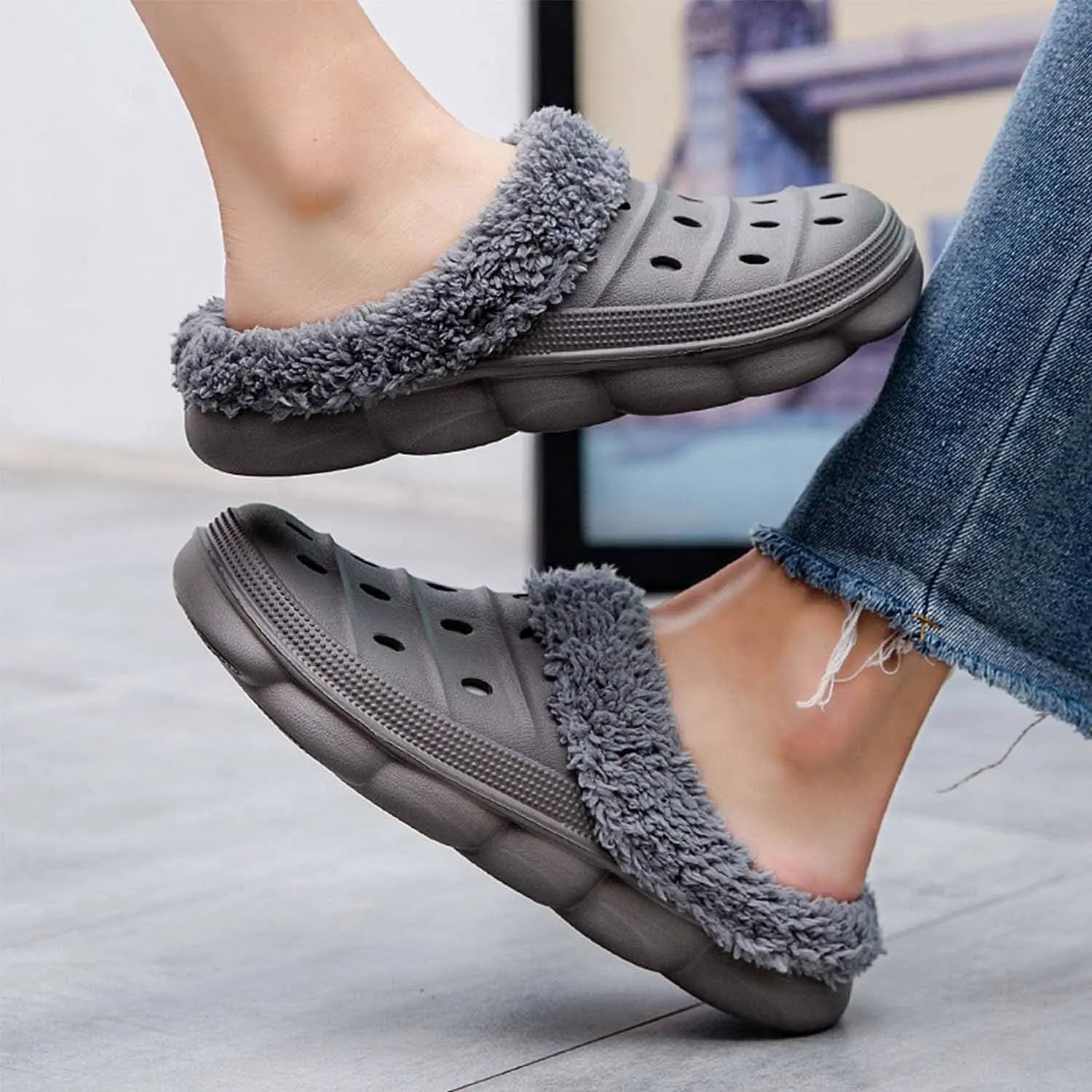 Meidiastra Women’s Mens Fur Lined Clogs Slipper Lightweight Waterproof House Slippers