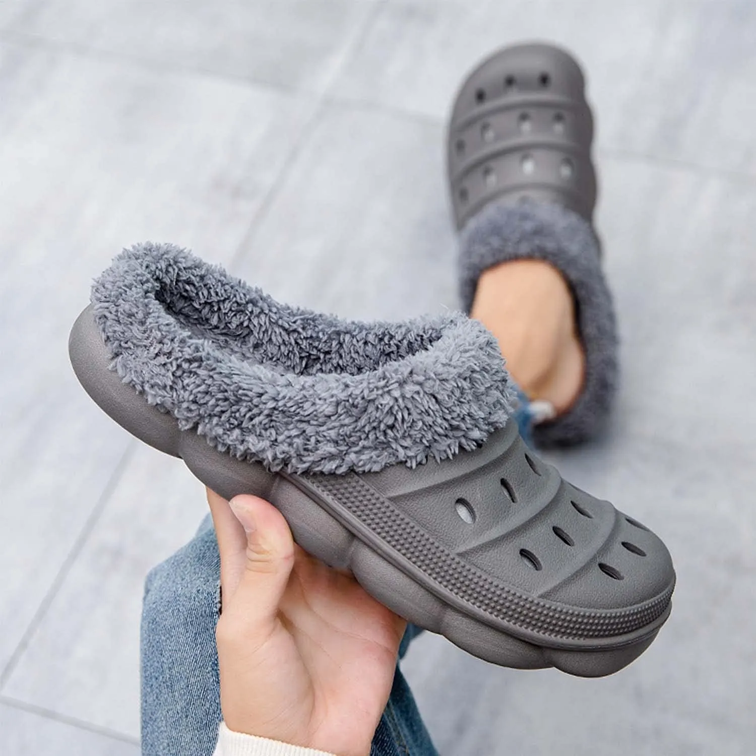 Meidiastra Women’s Mens Fur Lined Clogs Slipper Lightweight Waterproof House Slippers