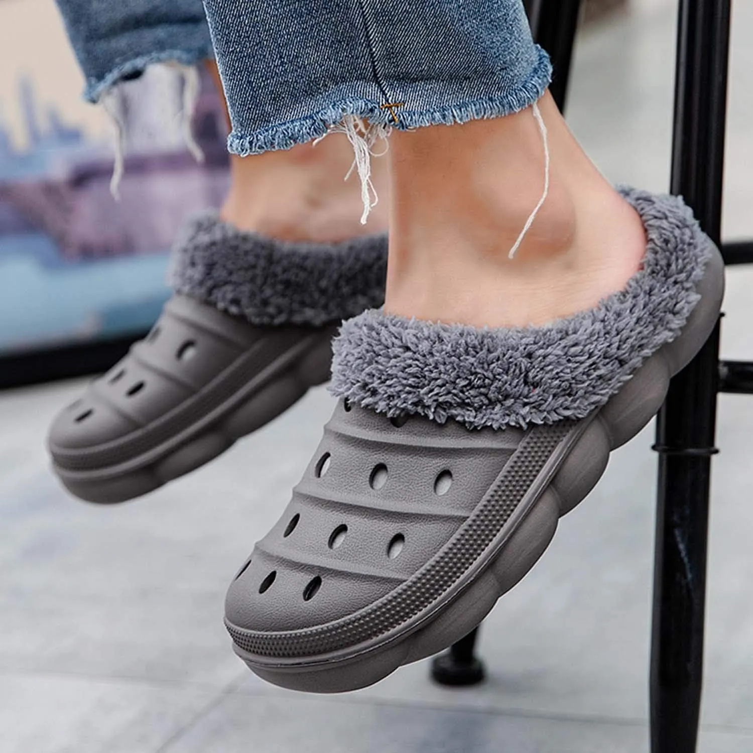 Meidiastra Women’s Mens Fur Lined Clogs Slipper Lightweight Waterproof House Slippers