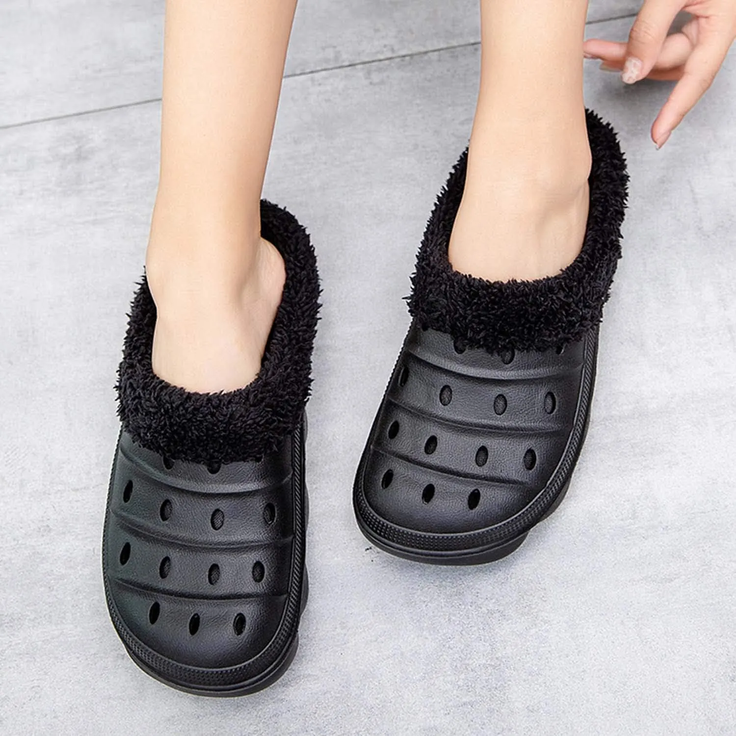 Meidiastra Women’s Mens Fur Lined Clogs Slipper Lightweight Waterproof House Slippers
