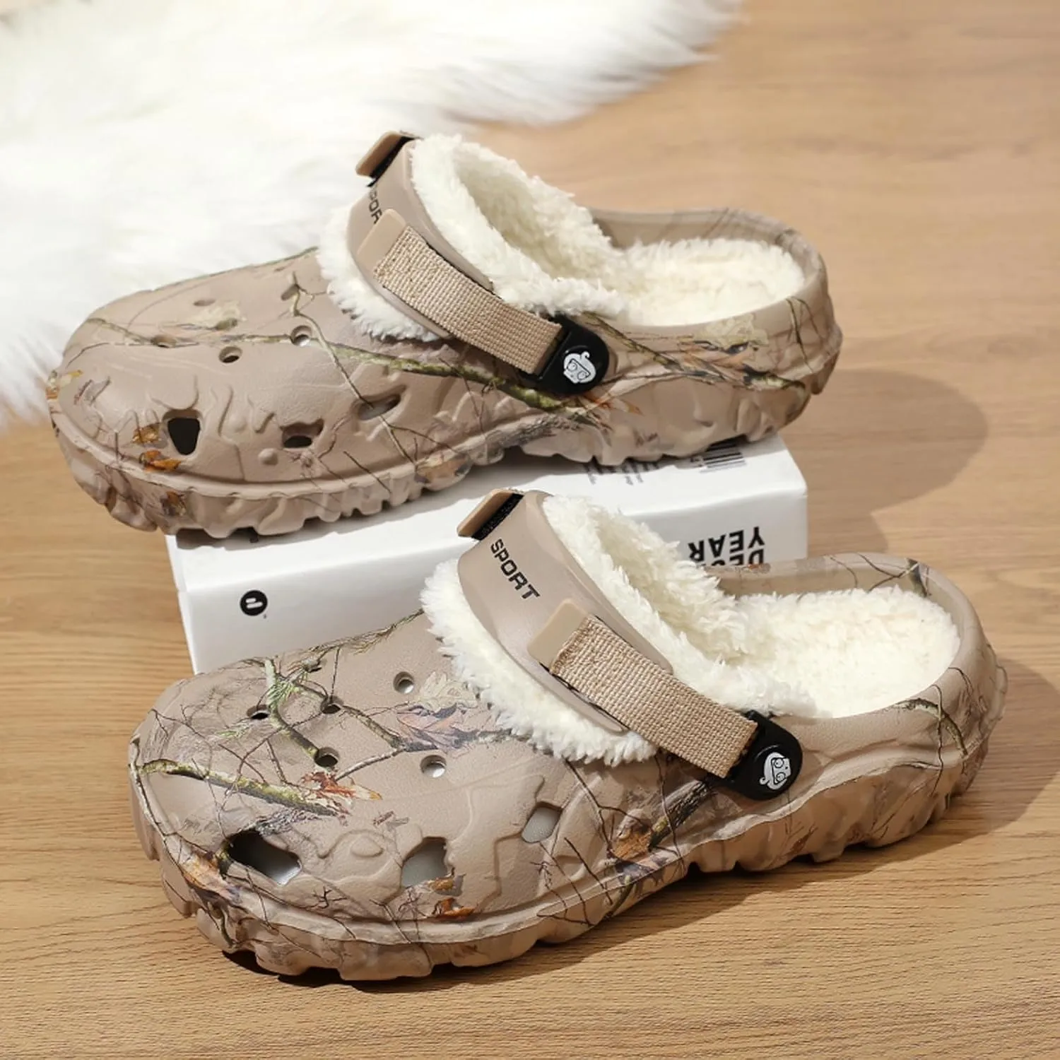 Meidiastra Women's Mens Fur Lined Clogs Waterproof Non Slip Garden Shoes Warm Plush House Slippers Indoor Outdoor Mules