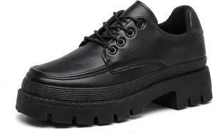 MEMON Oxford Shoes for Women,Platform Oxfords for Women,Low Heel Lace-Up Chunky Classic Oxford,Business Work Office Dress Shoes