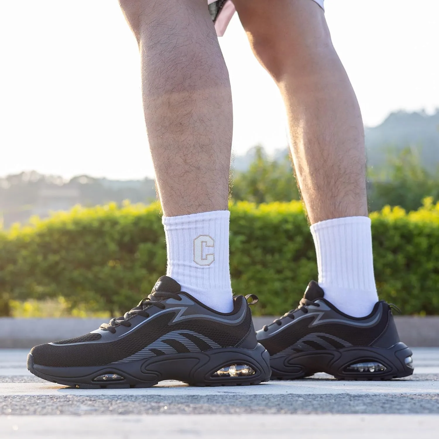 Mens Air Running Shoes Tennis Athletic Sneakers Lightweight Breathable Non Slip Walking Jogging Workout Gym Sports Footwear US 7-13
