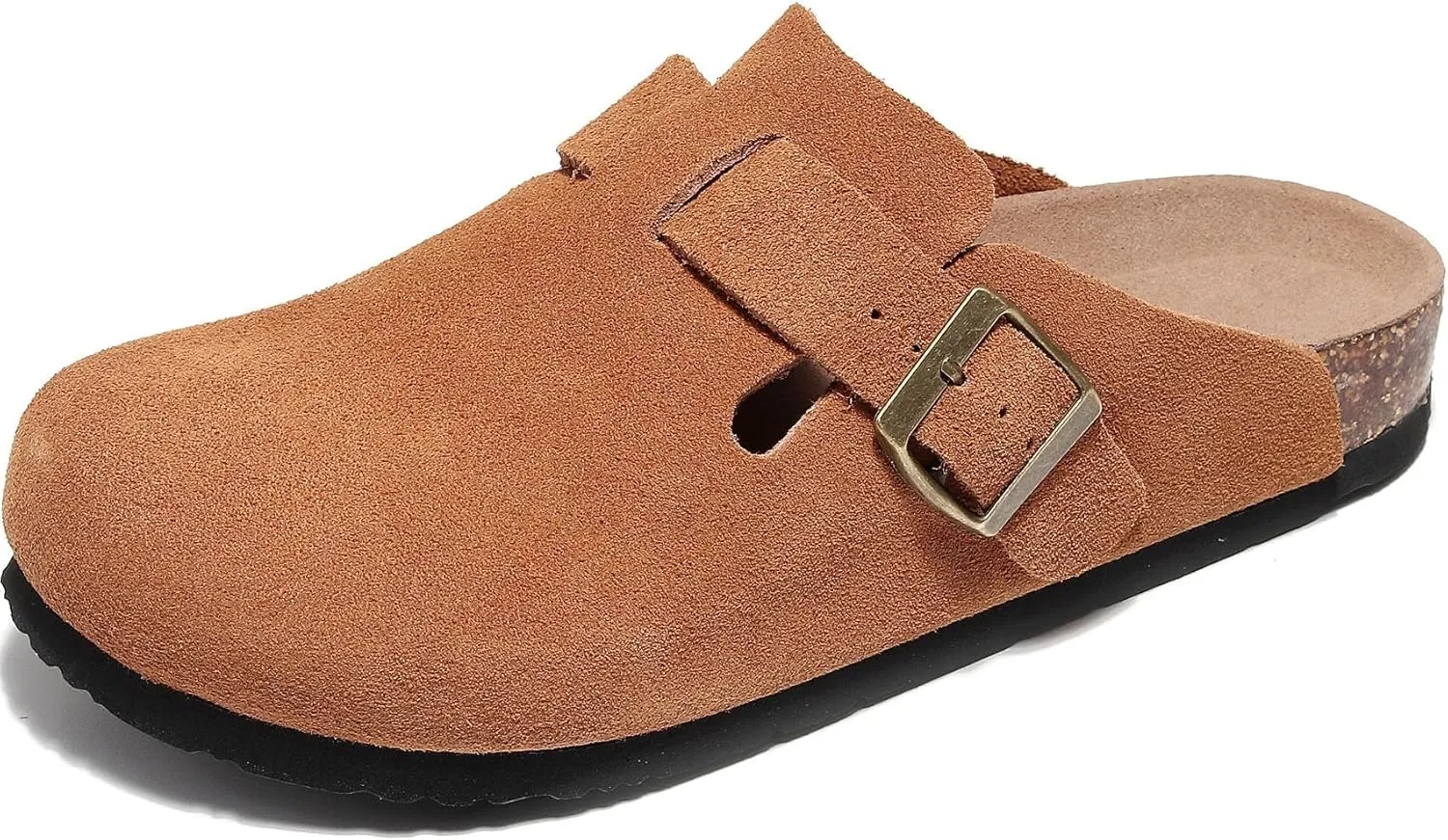 Men's and Women's Suede Clogs with Arch Support Comfortable Cork Footbed Leather Mules Versatile Potato Shoes