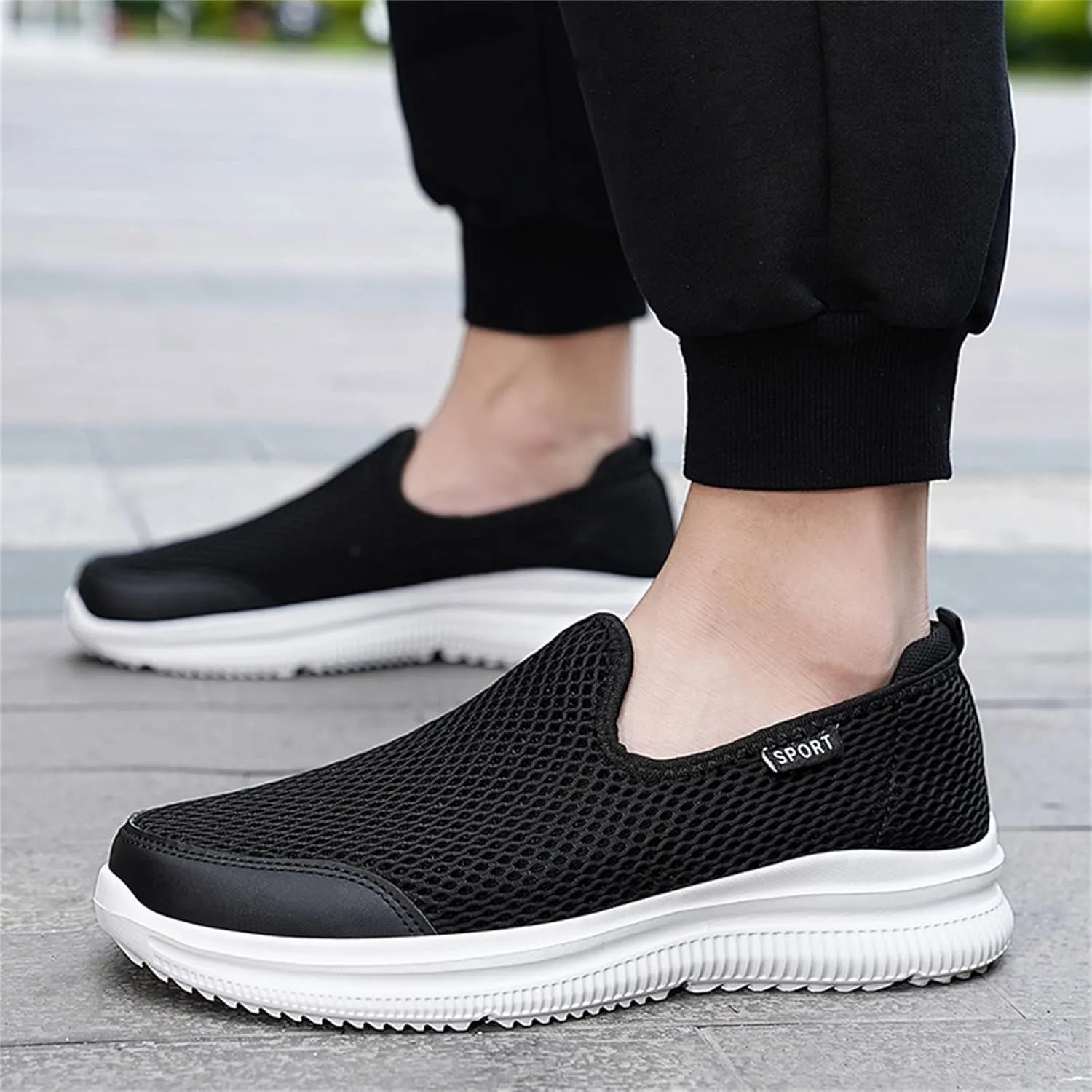 Men's Arch Support Shoes Mesh Shallow Mouth Slip On Loafers Lightweight Casual Shoes Wide Mens Sneaker Boot Size 8