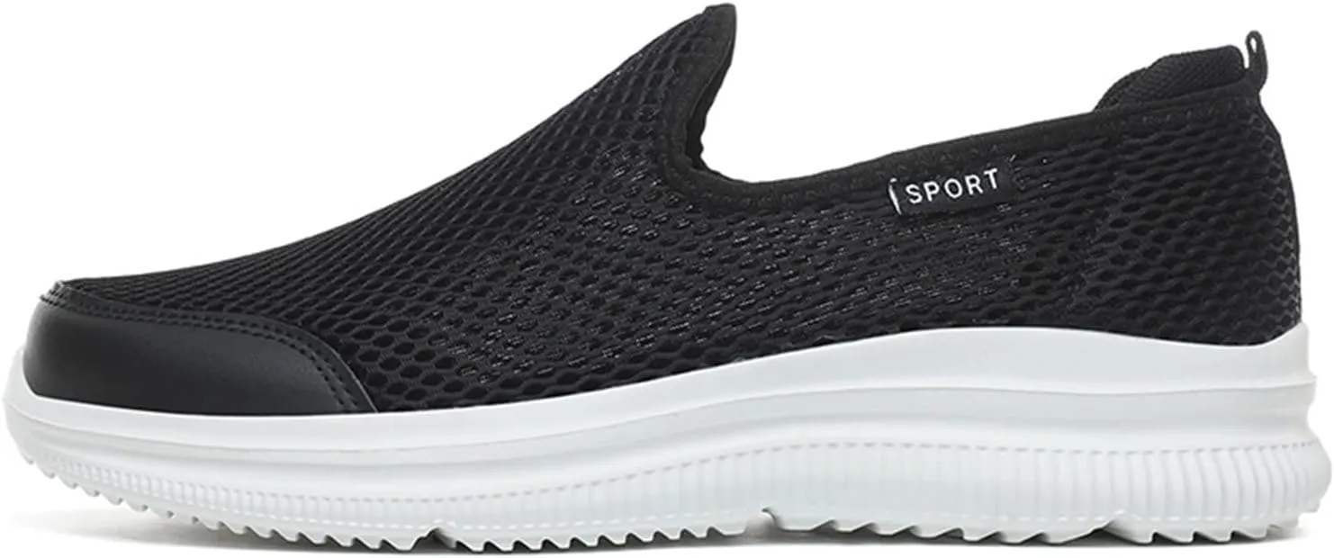 Men's Arch Support Shoes Mesh Shallow Mouth Slip On Loafers Lightweight Casual Shoes Wide Mens Sneaker Boot Size 8