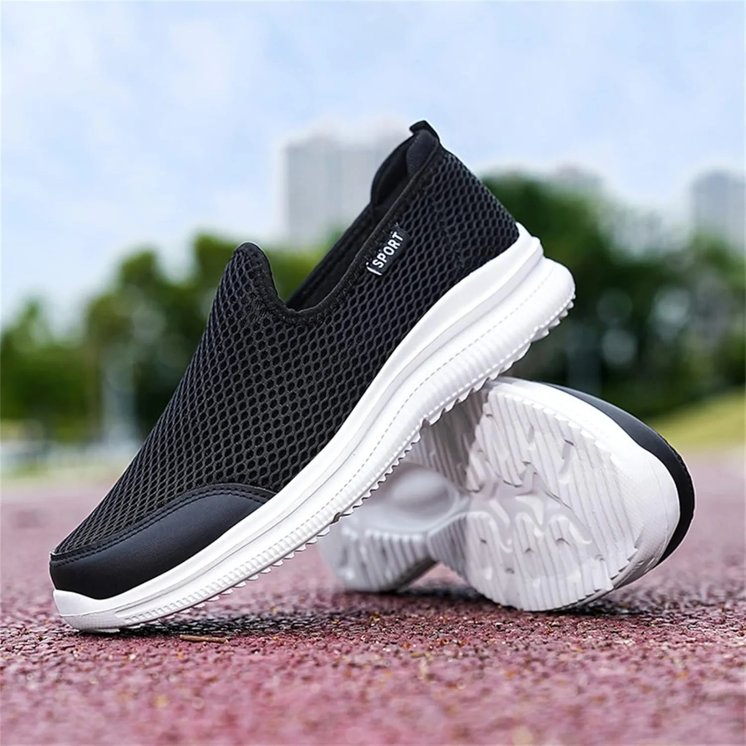 Men's Arch Support Shoes Mesh Shallow Mouth Slip On Loafers Lightweight Casual Shoes Wide Mens Sneaker Boot Size 8