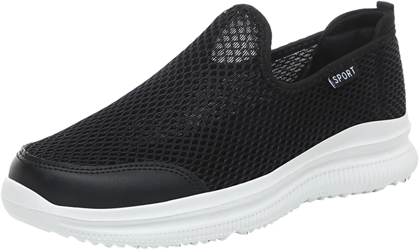 Men's Arch Support Shoes Mesh Shallow Mouth Slip On Loafers Lightweight Casual Shoes Wide Mens Sneaker Boot Size 8