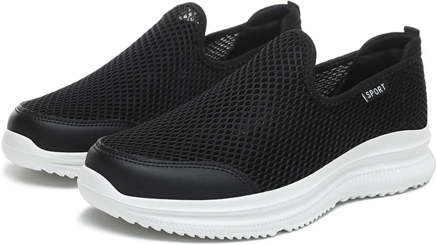 Men's Arch Support Shoes Mesh Shallow Mouth Slip On Loafers Lightweight Casual Shoes Wide Mens Sneaker Boot Size 8