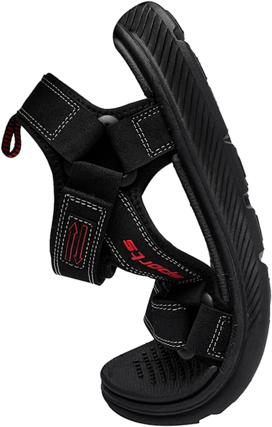 Mens Athletic Sandals Open Toe Hiking Outdoor Non-Slip Sandals Air Cushion Sport Casual Beach Sandals (Black, 10.5)