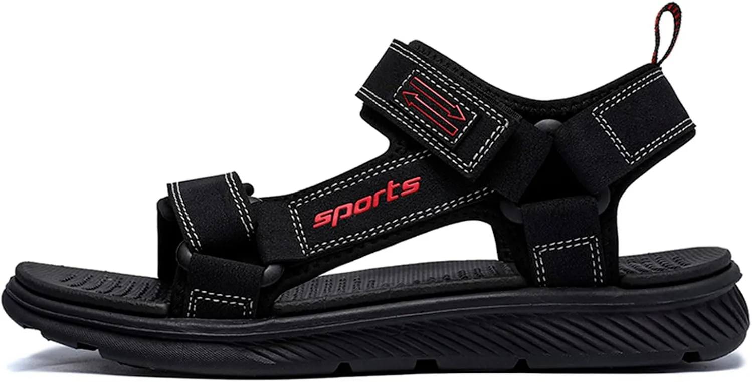Mens Athletic Sandals Open Toe Hiking Outdoor Non-Slip Sandals Air Cushion Sport Casual Beach Sandals (Black, 10.5)