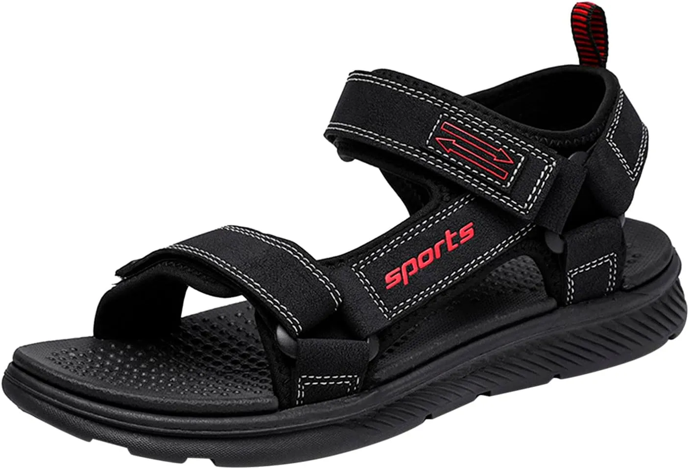Mens Athletic Sandals Open Toe Hiking Outdoor Non-Slip Sandals Air Cushion Sport Casual Beach Sandals (Black, 10.5)