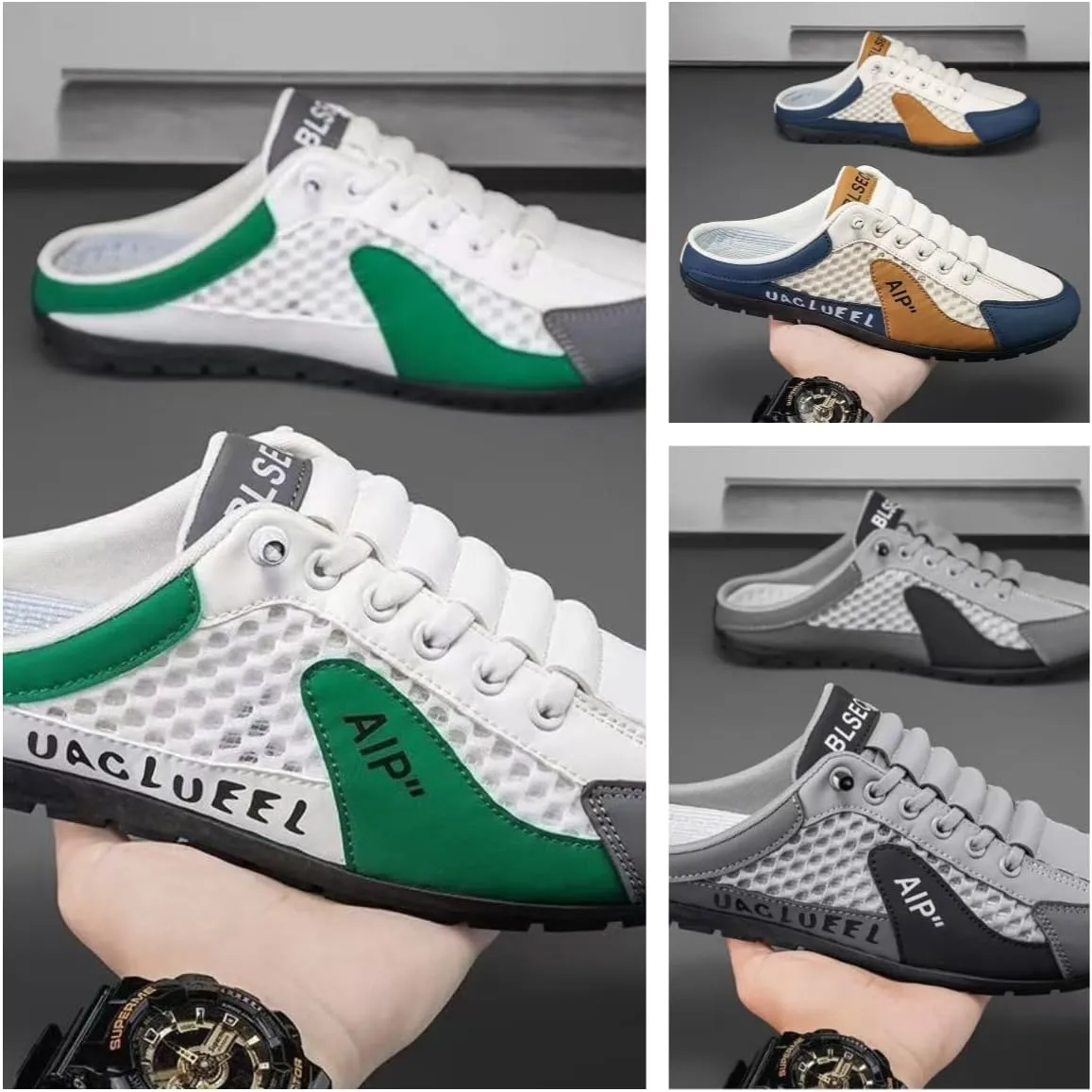Men's Breathable Mule Sneakers 2025-Slip On Casual Shoes for Spring Summer, Lightweight Sports Loafers with Low Top Design