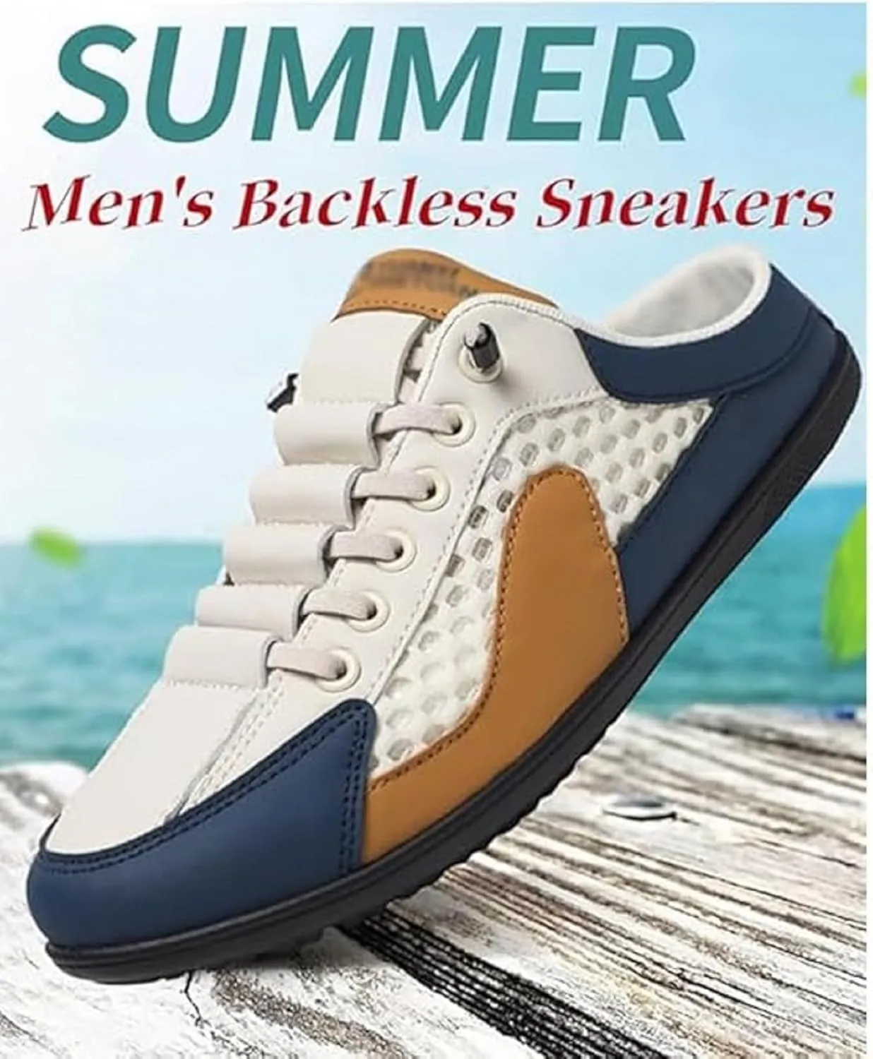 Men's Breathable Mule Sneakers 2025-Slip On Casual Shoes for Spring Summer, Lightweight Sports Loafers with Low Top Design