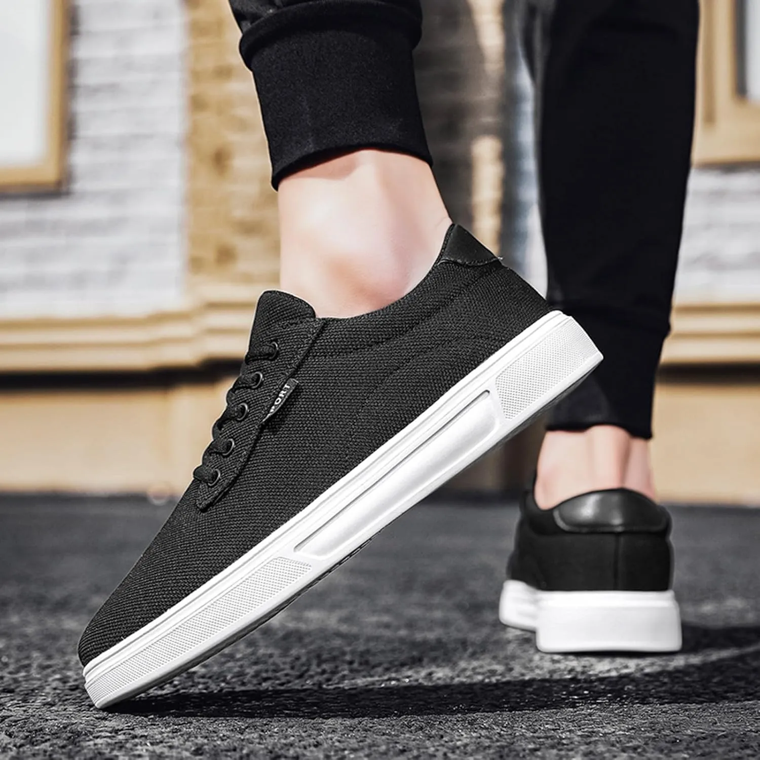 Men's Canvas Fashion Sneaker Low Top Shoes Classic Men's Canvas Sneakers Comfortable Walking Casual Lace up Tennis Shoes