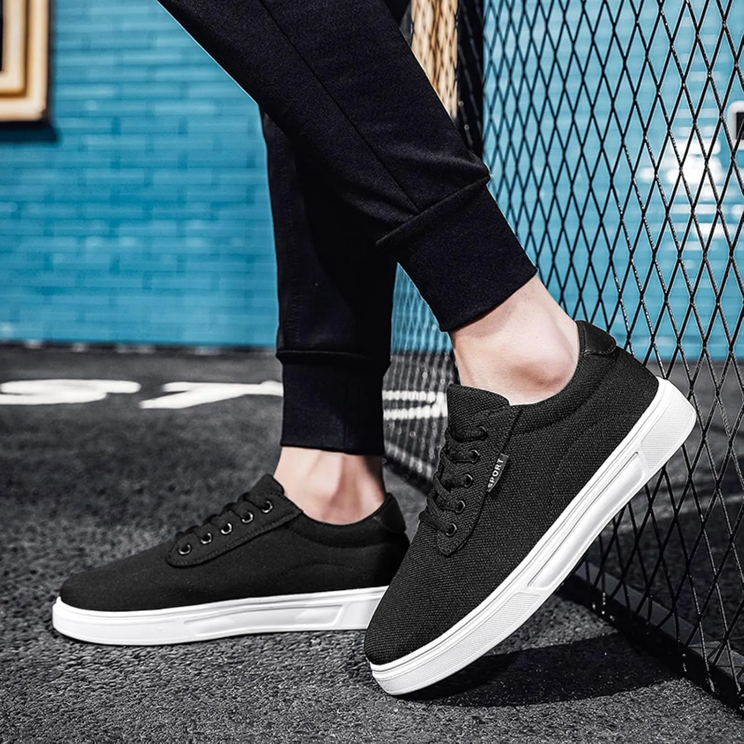 Men's Canvas Fashion Sneaker Low Top Shoes Classic Men's Canvas Sneakers Comfortable Walking Casual Lace up Tennis Shoes