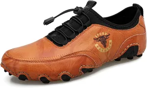Men's Casual Leather Loafers Slip-On Driving Boat Penny Shoes Handmade Flats Dress Men Ankle Boots Hand Stitching Oxford Walking Traveling Outdoor Shoe