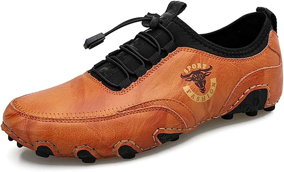 Men's Casual Leather Loafers Slip-On Driving Boat Penny Shoes Handmade Flats Dress Men Ankle Boots Hand Stitching Oxford Walking Traveling Outdoor Shoe