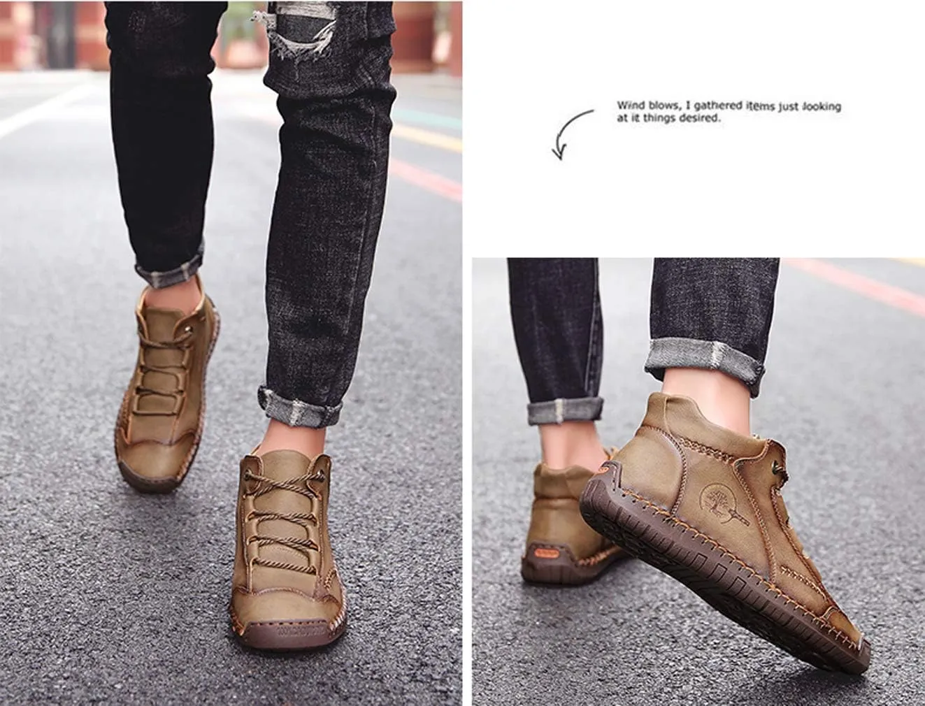 Mens Casual Shoes Loafers Flat Shoes Vintage Comfort Soft Leather Ankle Boots Lace-up Driving Shoes Flats Oxford Shoes
