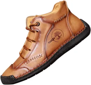 Mens Casual Shoes Loafers Flat Shoes Vintage Comfort Soft Leather Ankle Boots Lace-up Driving Shoes Flats Oxford Shoes
