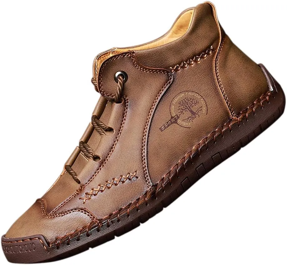 Mens Casual Shoes Loafers Flat Shoes Vintage Comfort Soft Leather Ankle Boots Lace-up Driving Shoes Flats Oxford Shoes