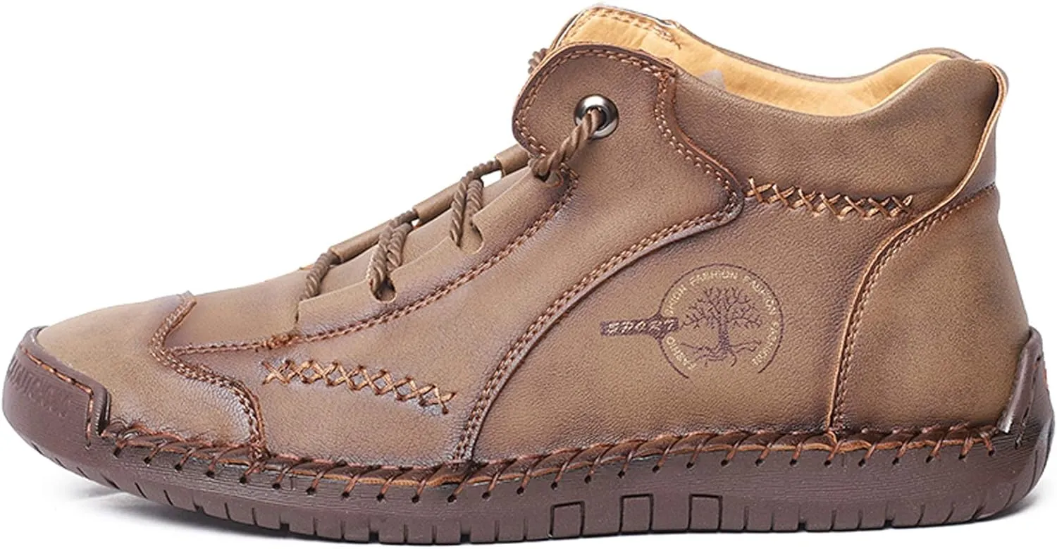 Mens Casual Shoes Loafers Flat Shoes Vintage Comfort Soft Leather Ankle Boots Lace-up Driving Shoes Flats Oxford Shoes