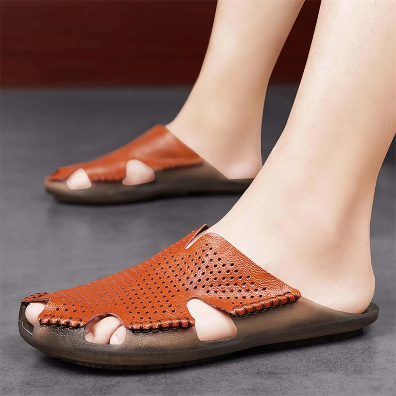 Men's Closed Toe Sandals Casual Slip On Sandals Comfortable Non-Slip Beach Fisherman Sandals Slippers Outdoor Sports Walking Sandals - Men's Large Size - 5-14 US Sizes