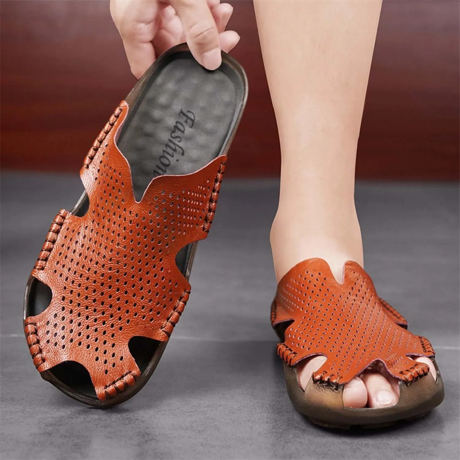 Men's Closed Toe Sandals Casual Slip On Sandals Comfortable Non-Slip Beach Fisherman Sandals Slippers Outdoor Sports Walking Sandals - Men's Large Size - 5-14 US Sizes