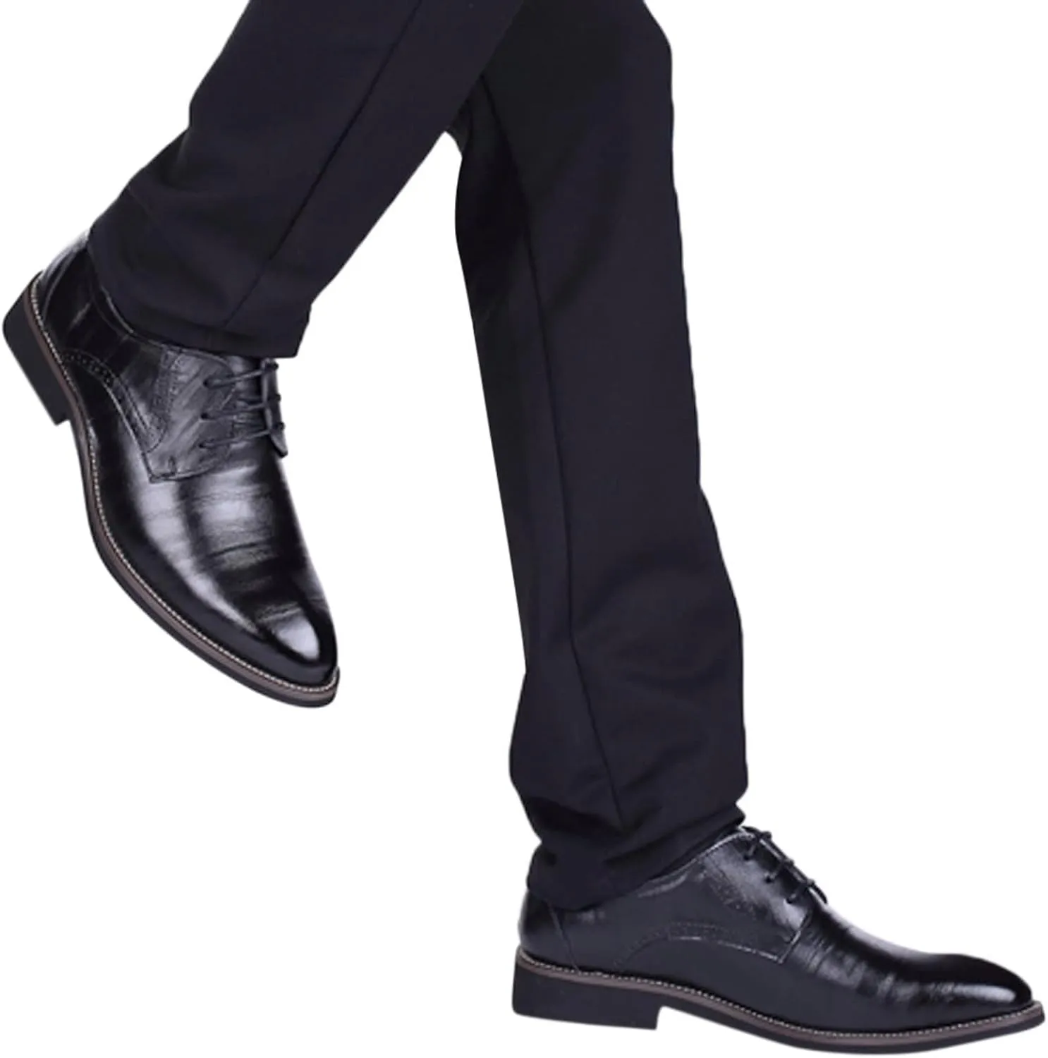 Mens Comfortable Business Casual Shoes Classical Style Shoes for Men Slip On PU Leather Low Rubber Sole Block Heel Work Mens Dress Shoes Men's Loafers Slip-Ons Casual