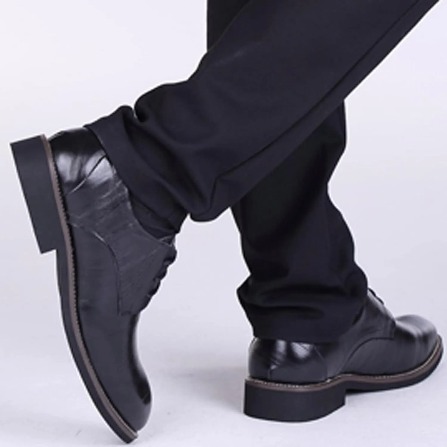 Mens Comfortable Business Casual Shoes Classical Style Shoes for Men Slip On PU Leather Low Rubber Sole Block Heel Work Mens Dress Shoes Men's Loafers Slip-Ons Casual