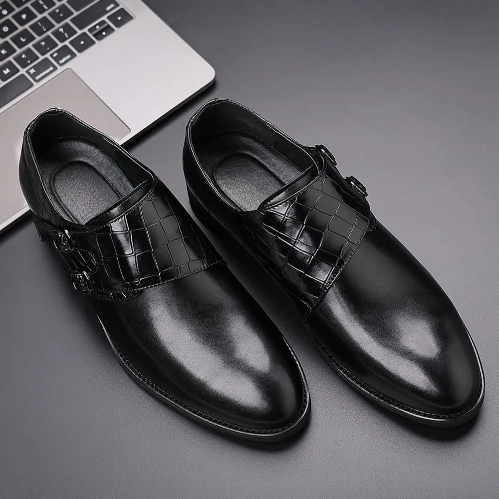 Mens Double Monk Strap Loafer，Men's Dress Loafers Slip-on Formal Shoes