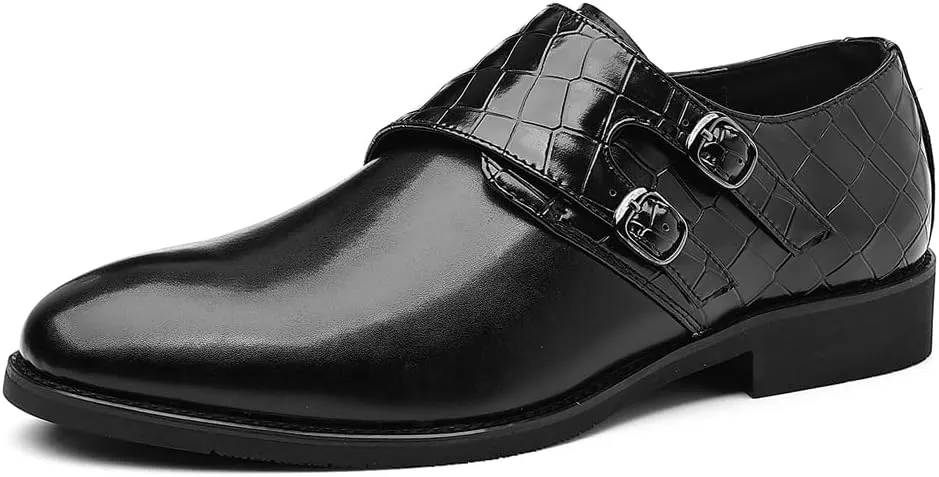 Mens Double Monk Strap Loafer，Men's Dress Loafers Slip-on Formal Shoes