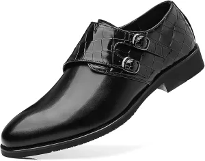 Mens Double Monk Strap Loafer，Men's Dress Loafers Slip-on Formal Shoes