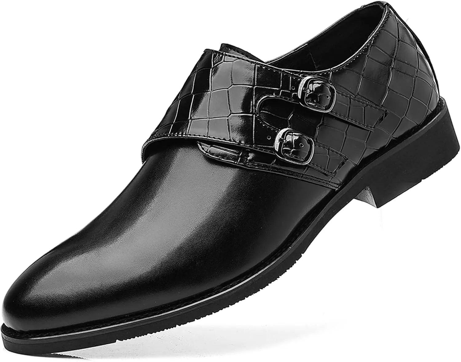 Mens Double Monk Strap Loafer，Men's Dress Loafers Slip-on Formal Shoes