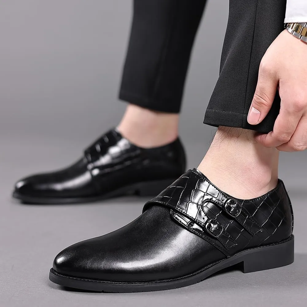 Mens Double Monk Strap Loafer，Men's Dress Loafers Slip-on Formal Shoes