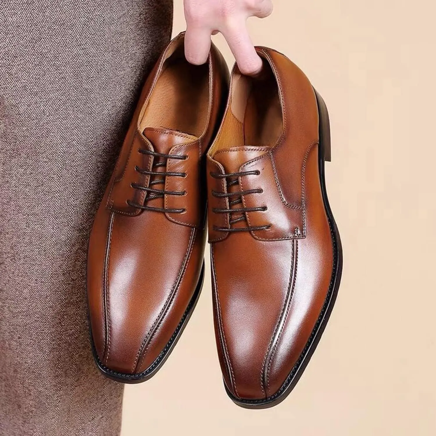 Men's Dress Oxford Formal Shoes Classic Lace-ups Comfort Business Wedding Derby Shoes for Men