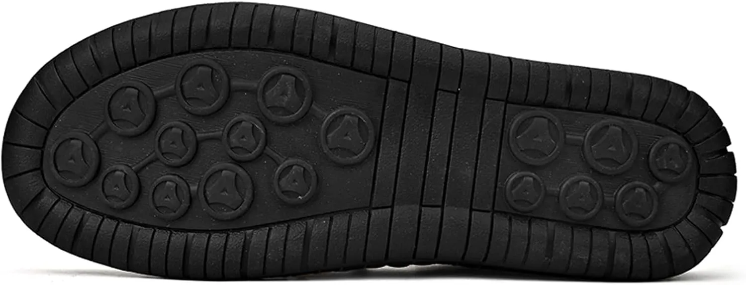 Men's Fashion Leather Sneakers Ankle Chukka Boots Slip On Lightweight Comfortable Casual Shoes Classic Mid Top Hand Stitching Loafers Walking Driving Shoes