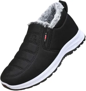 Mens Fashion Sneakers Breathable Leisure Ankle Boots Lightweight Warm Plush Non-Slip Rubber Sole Winter Shoes Men