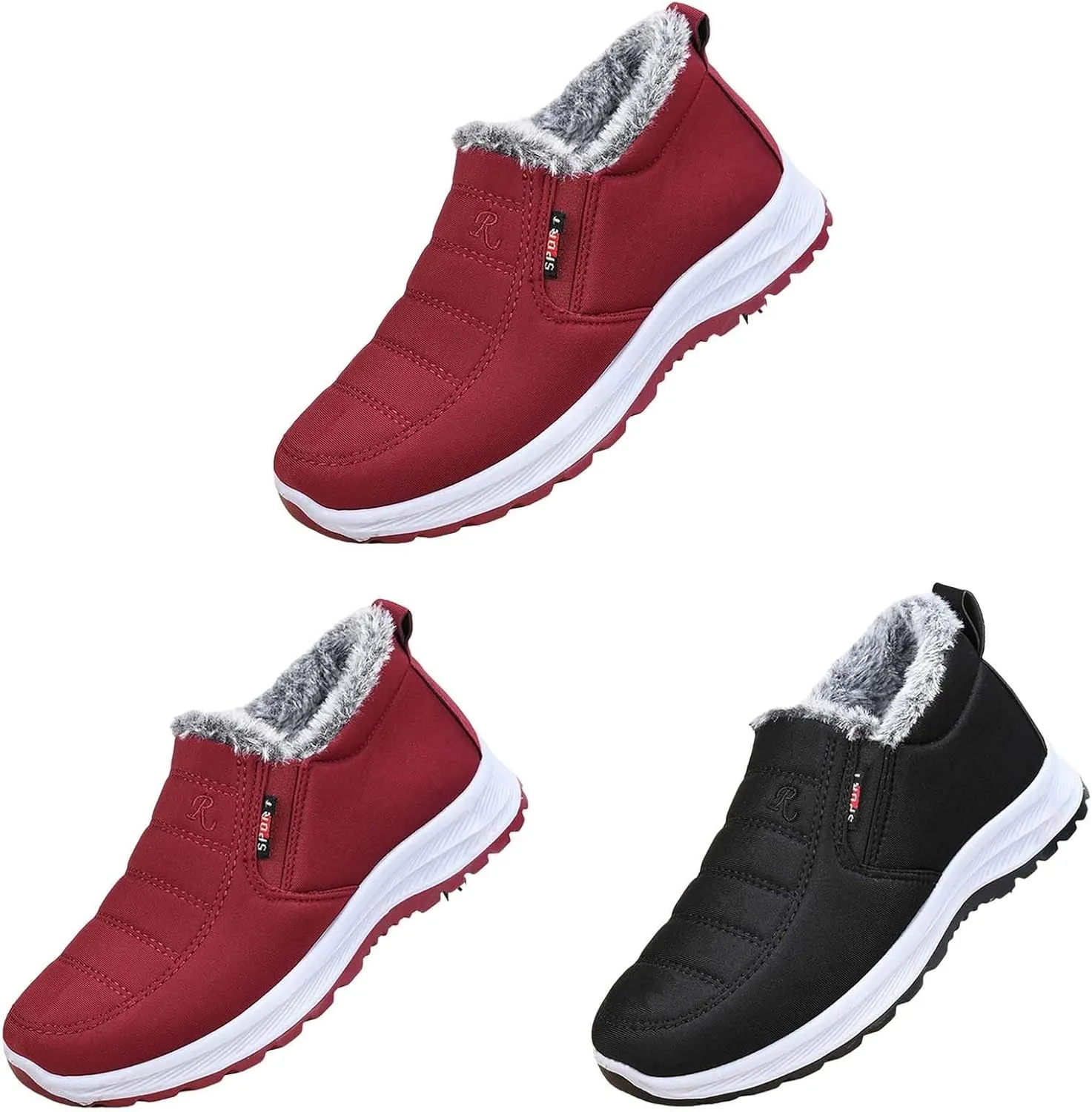 Mens Fashion Sneakers Breathable Leisure Ankle Boots Lightweight Warm Plush Non-Slip Rubber Sole Winter Shoes Men