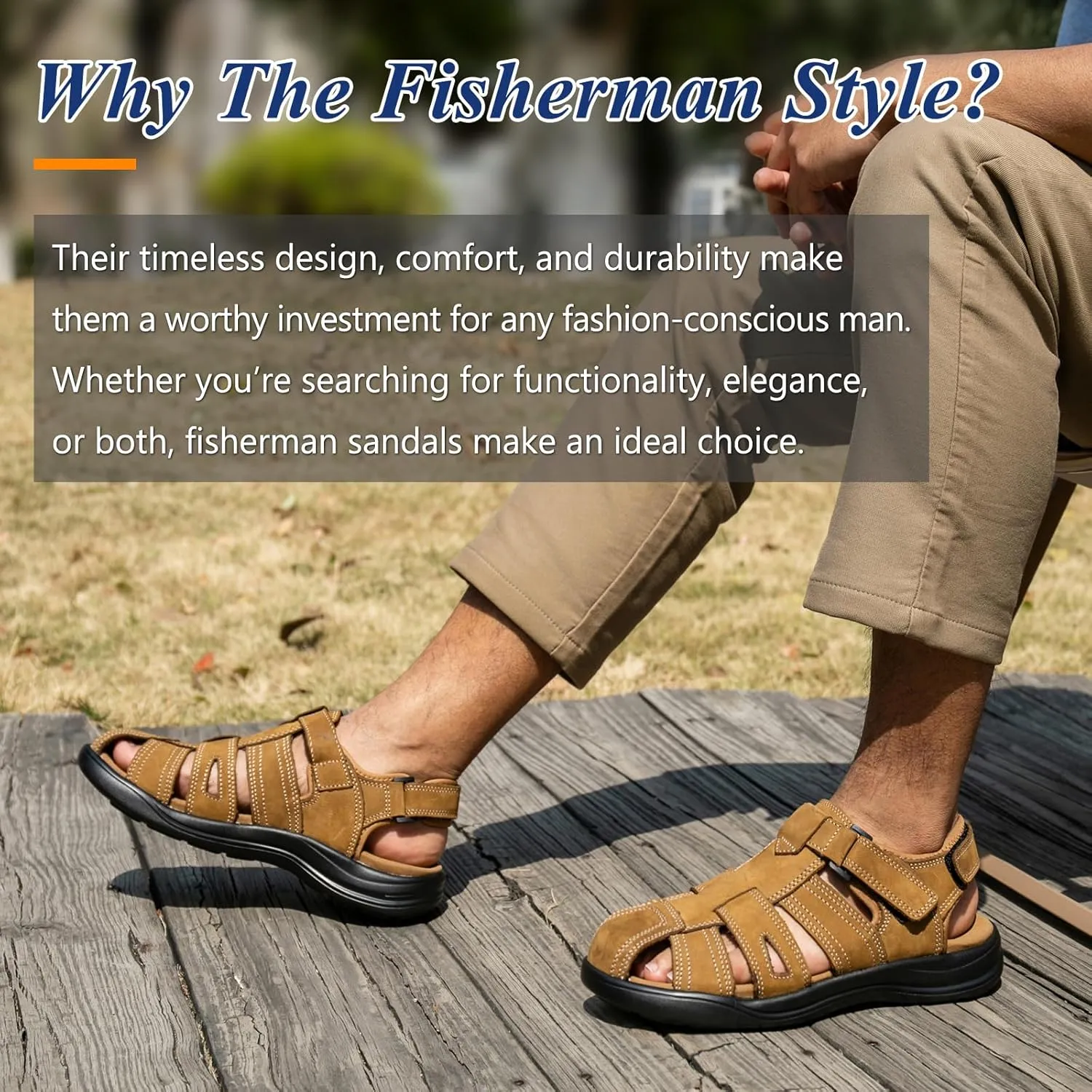 Mens Fisherman Leather Closed Toe Sandals Walking Dress Casual Sandalias Whith Memory Foam Summer Outdoor Athletic Adjustable Comfortable