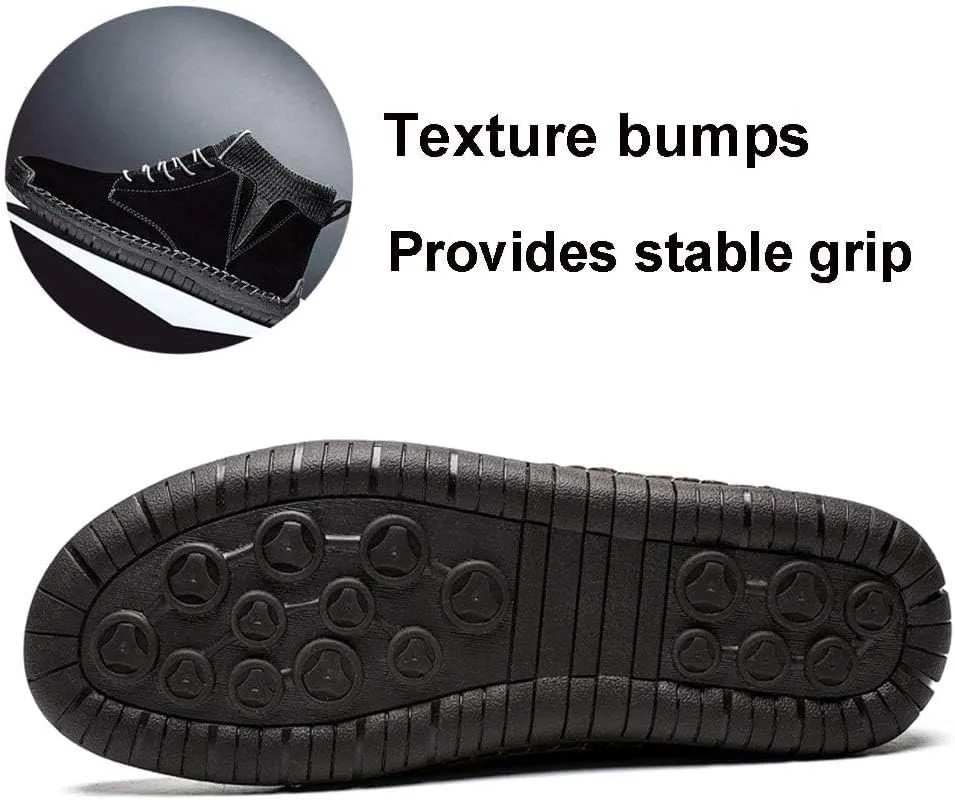 Mens Fur Lining Winter Hand Stitched Lace-Up Loafers Chukka Walking Casual Leather Ankle Outdoor Shoes