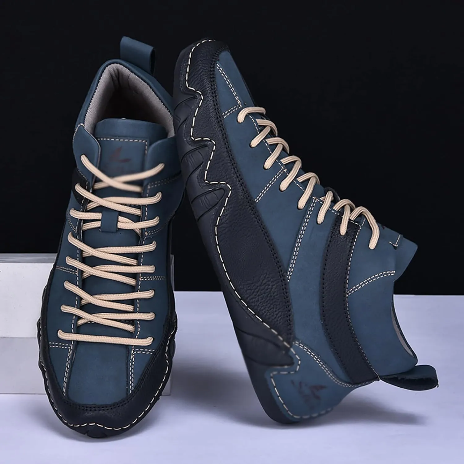 Men's Handmade Lace Up High Top Chukka Boots,Casual Slip-on Lightweight Dress Sneakers All Season Non-Slip Waterproof Driving Ankle Boots