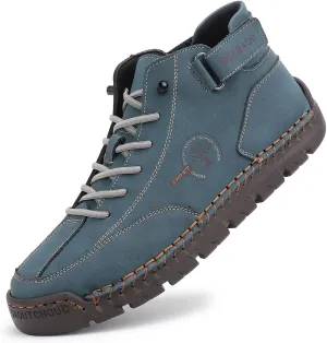 Men's Handmade Suede High Boots Shoes for Waterproof Hiking Camping Slip-On Driving Walking Deck Loafers High Top Chukka Boots Mens