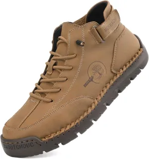 Men's Handmade Suede High Boots Shoes for Waterproof Hiking Camping Slip-On Driving Walking Deck Loafers High Top Chukka Boots Mens