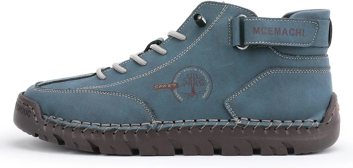 Men's Handmade Suede High Boots Shoes for Waterproof Hiking Camping Slip-On Driving Walking Deck Loafers High Top Chukka Boots Mens